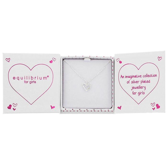 Girls Pretty Sparkle Heart Silver Plated Necklace - Image 5