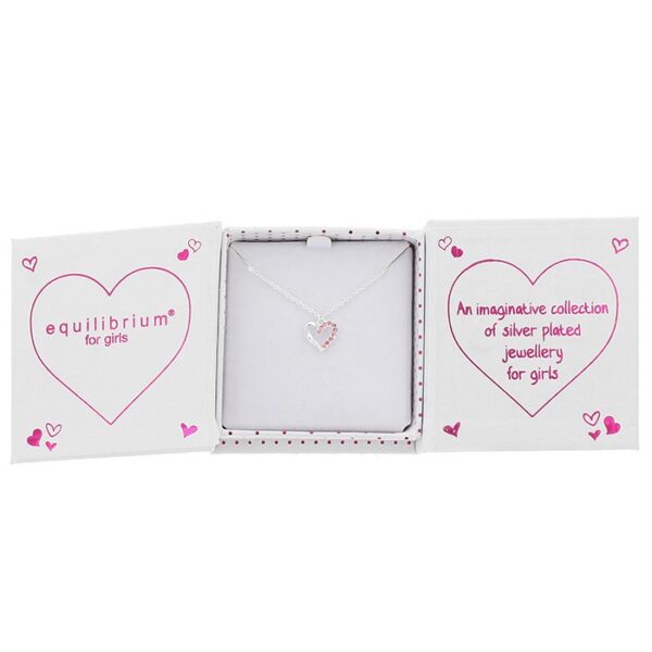 Girls Pretty Sparkle Heart Silver Plated Necklace - Image 6