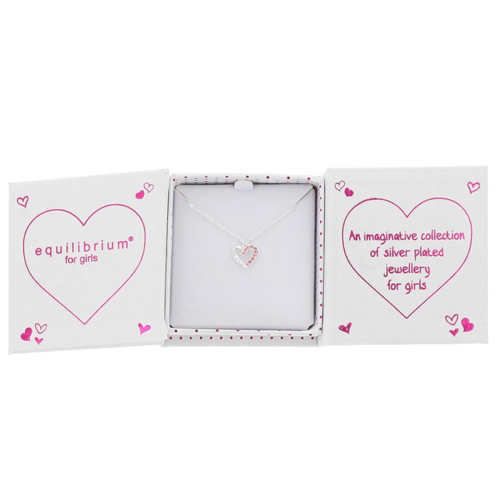 Girls Pretty Sparkle Heart Silver Plated Necklace - Image 6