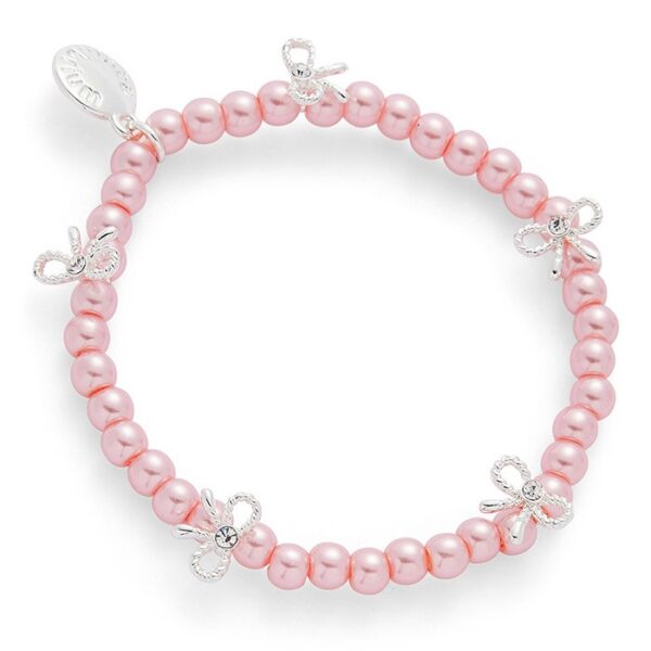 Girls Pretty Pearls & Bows Silver Plated Bracelet - Image 2