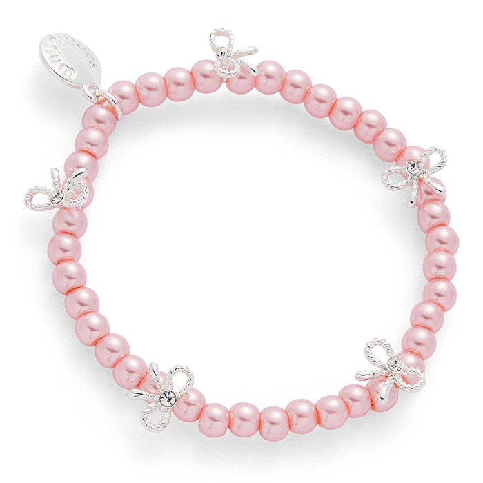 Girls Pretty Pearls & Bows Silver Plated Bracelet - Image 2