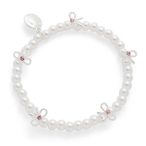 Girls Pretty Pearls & Bows Silver Plated Bracelet - Image 3