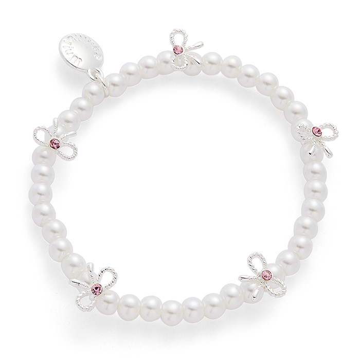 Girls Pretty Pearls & Bows Silver Plated Bracelet - Image 3