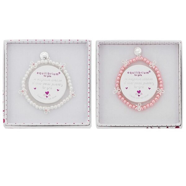 Girls Pretty Pearls & Bows Silver Plated Bracelet - Image 4