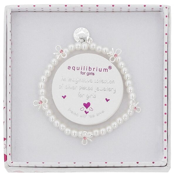 Girls Pretty Pearls & Bows Silver Plated Bracelet - Image 5