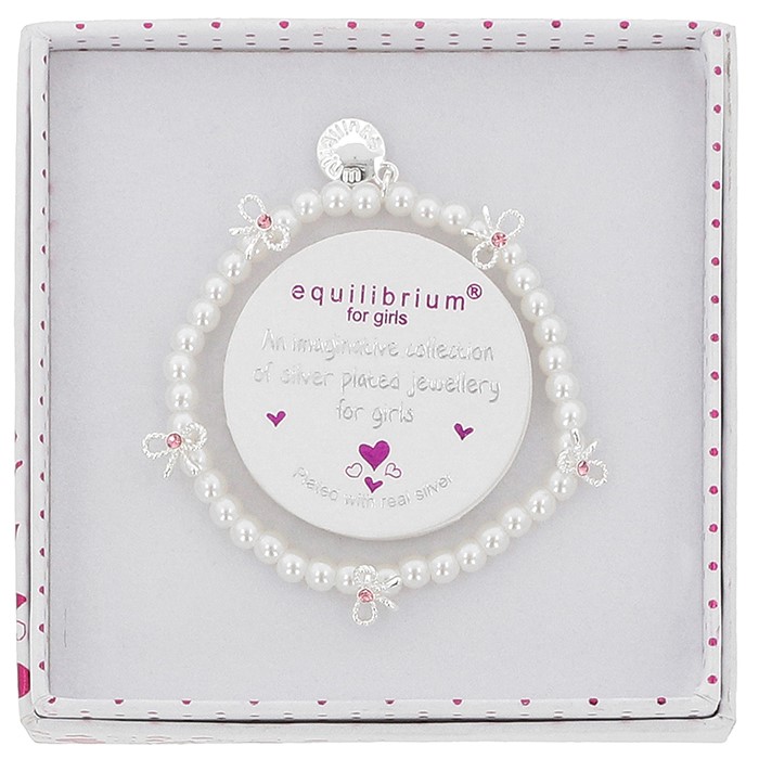 Girls Pretty Pearls & Bows Silver Plated Bracelet - Image 5