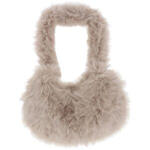 Faux Fur Banana Bag Pale Grey