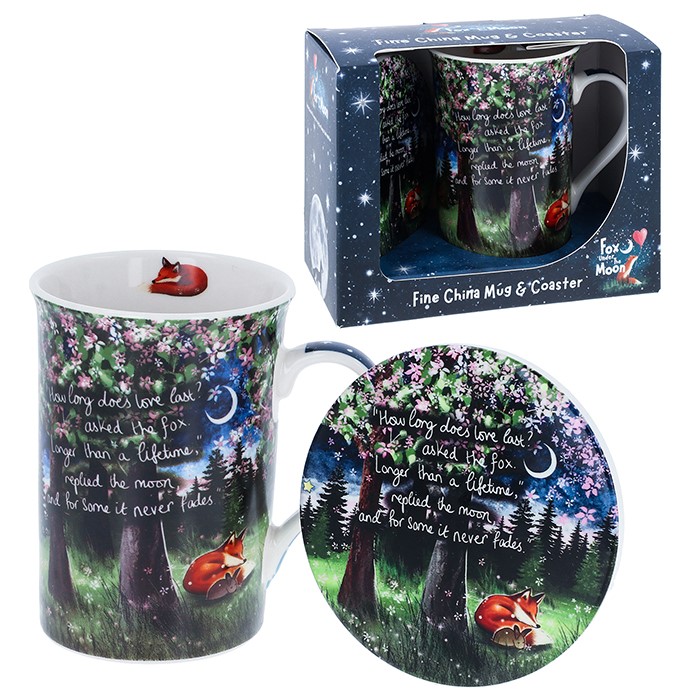Fox Under The Moon Mug & Coaster Set - Image 3