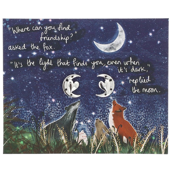 Fox Under The Moon Silver Plated Earrings - Image 2
