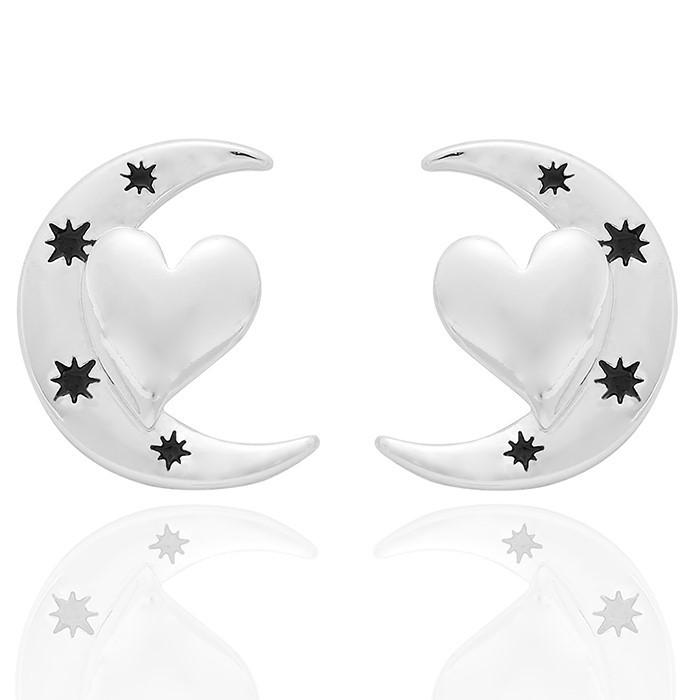 Fox Under The Moon Silver Plated Earrings - Image 3
