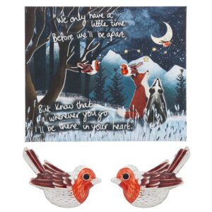 Fox Under The Moon Silver Plated Earrings Robin