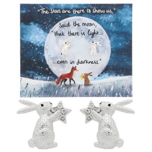 Fox Under The Moon Silver Plated Earrings Light