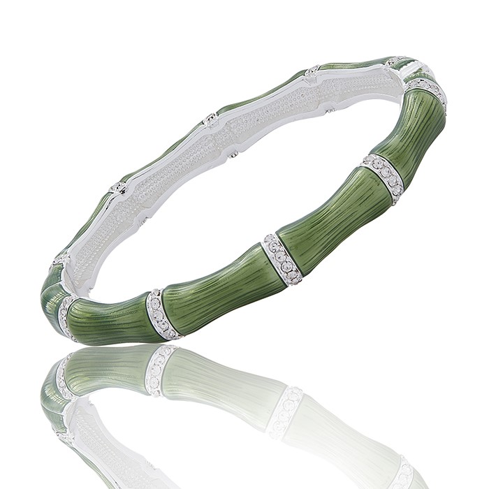 Bamboo Silver Plated Bangle Sage Green