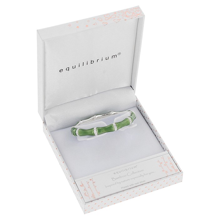 Bamboo Silver Plated Bangle Sage Green - Image 2