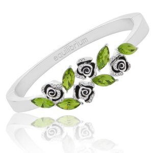 Back To Nature Roses Leaves Silver Plated Bangle