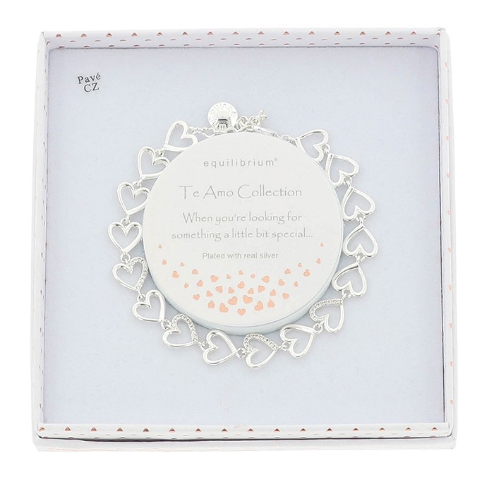 Te Amo Sparkle Heart Silver Plated Bracelet - Image 2