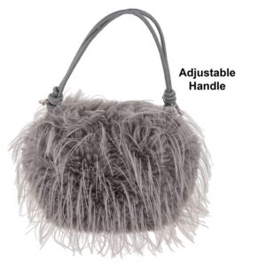 Lux Faux Fur Bag Adjustable Strap Grey