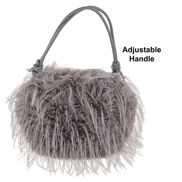 Lux Faux Fur Bag Adjustable Strap Grey