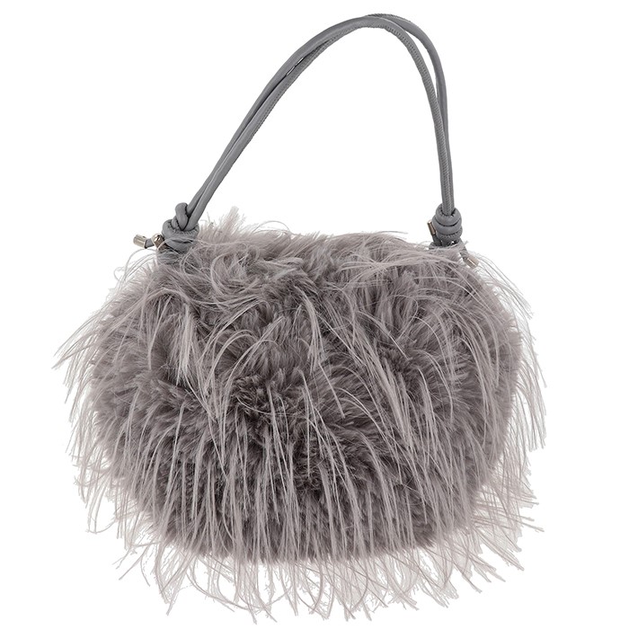 Lux Faux Fur Bag Adjustable Strap Grey - Image 2