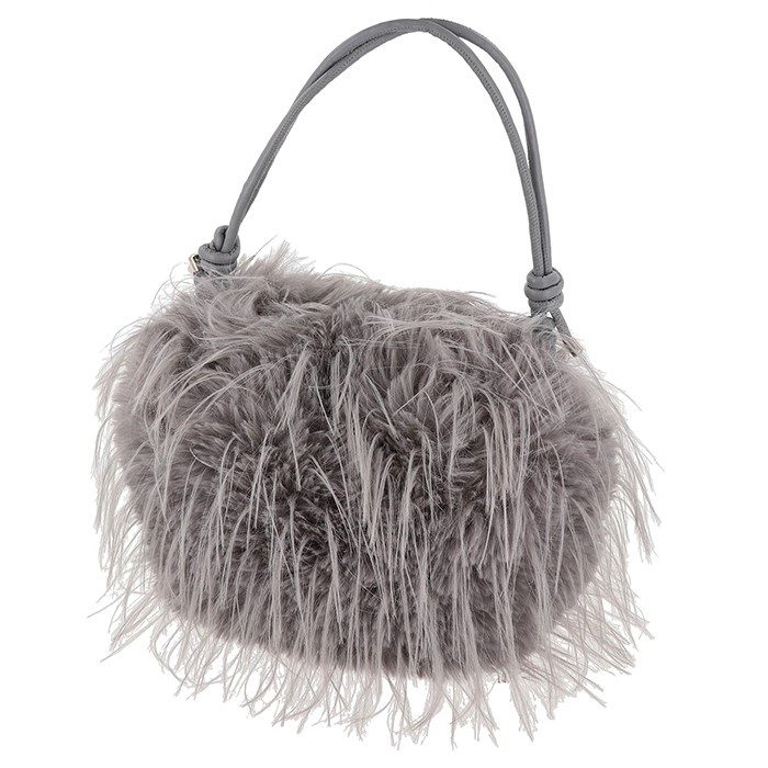 Lux Faux Fur Bag Adjustable Strap Grey - Image 3