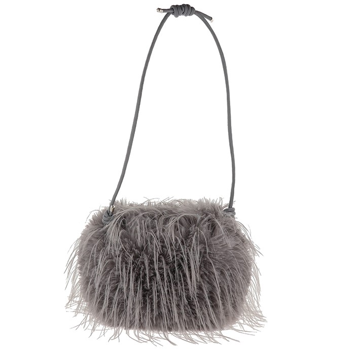 Lux Faux Fur Bag Adjustable Strap Grey - Image 4