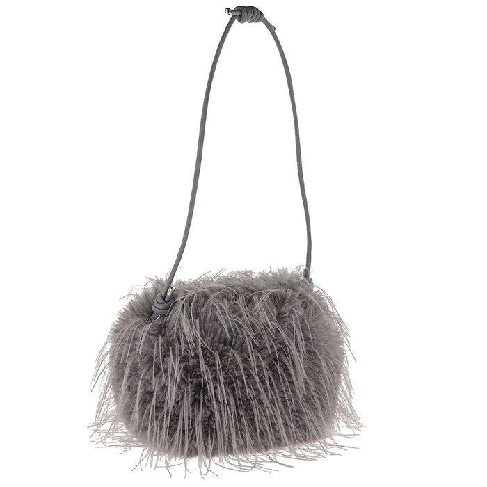 Lux Faux Fur Bag Adjustable Strap Grey - Image 5
