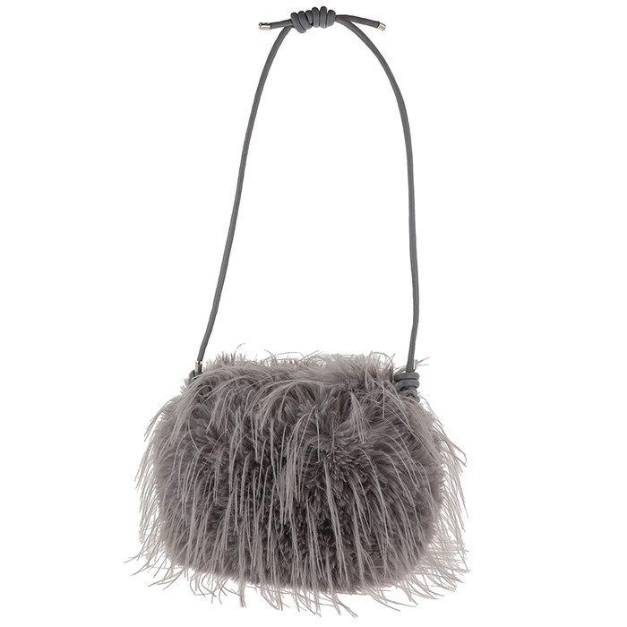 Lux Faux Fur Bag Adjustable Strap Grey - Image 6