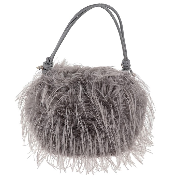 Lux Faux Fur Bag Adjustable Strap Grey - Image 7