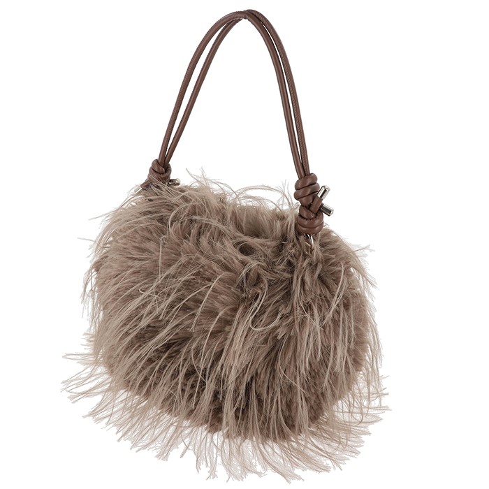 Lux Faux Fur Bag Adjustable Strap Brown - Image 3