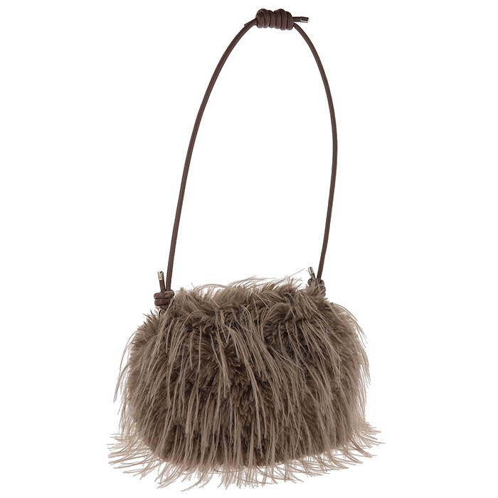 Lux Faux Fur Bag Adjustable Strap Brown - Image 5