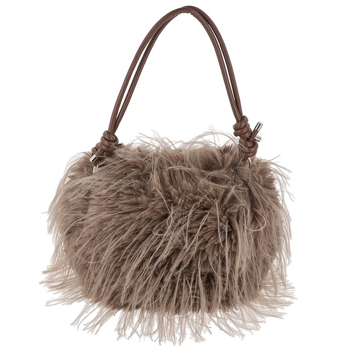 Lux Faux Fur Bag Adjustable Strap Brown - Image 7