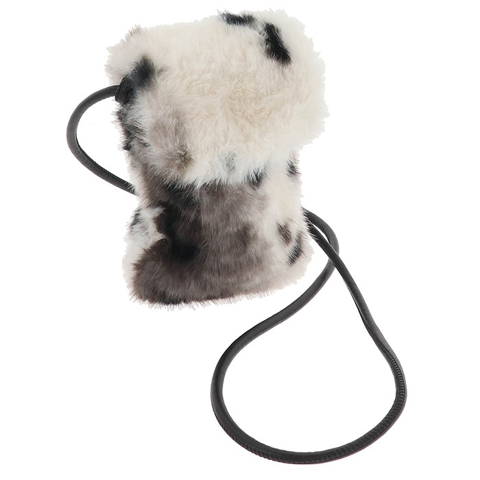 Two Tone Faux Fur Crossbody Bag Black Grey - Image 2