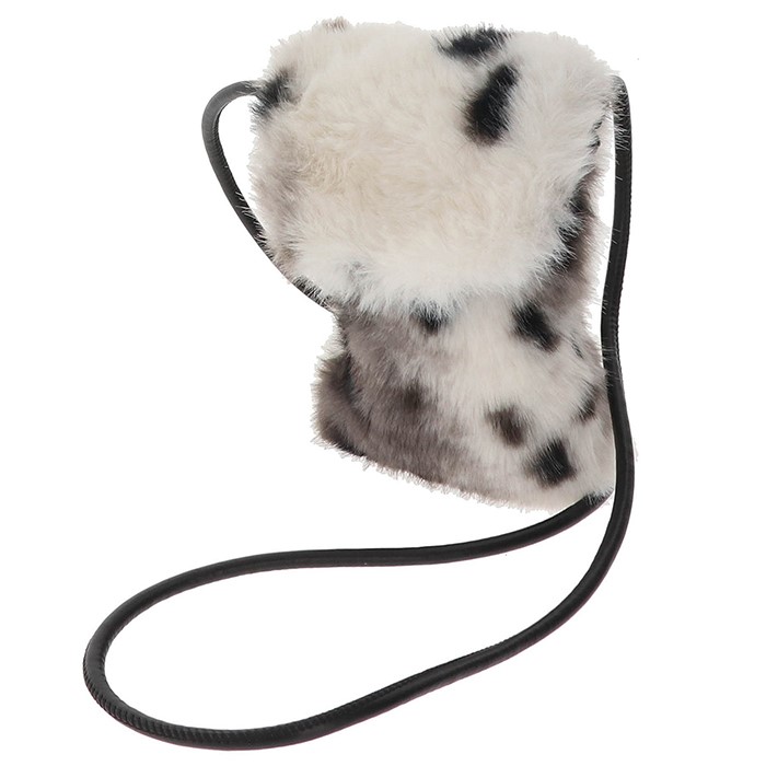 Two Tone Faux Fur Crossbody Bag Black Grey - Image 3