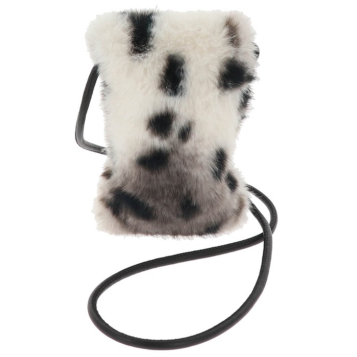 Two Tone Faux Fur Crossbody Bag Black Grey - Image 4