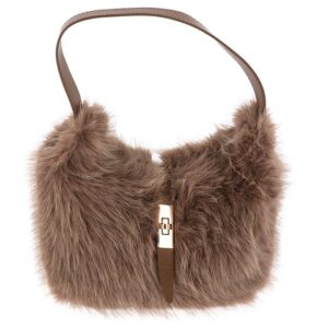 Lux Faux Fur Banana Bag Beige