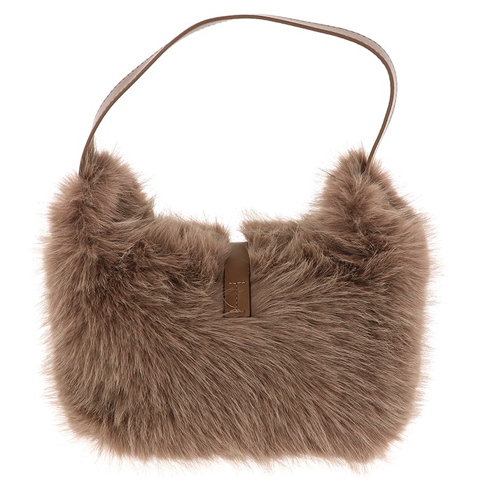 Lux Faux Fur Banana Bag Beige - Image 4