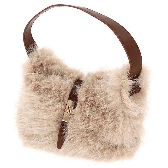 Lux Faux Fur Banana Bag Cream - Image 3