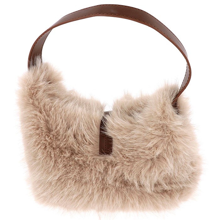 Lux Faux Fur Banana Bag Cream - Image 4