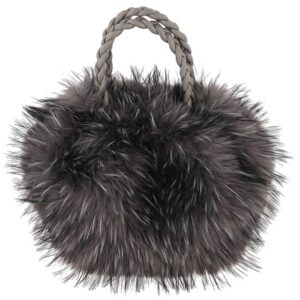 Lux Two Tone Faux Fur Handbag Grey