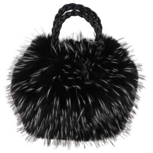 Lux Two Tone Faux Fur Handbag Black