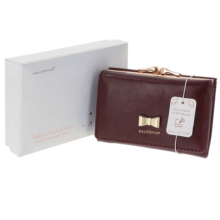 Glam Bow Clasp Purse Small Burgundy