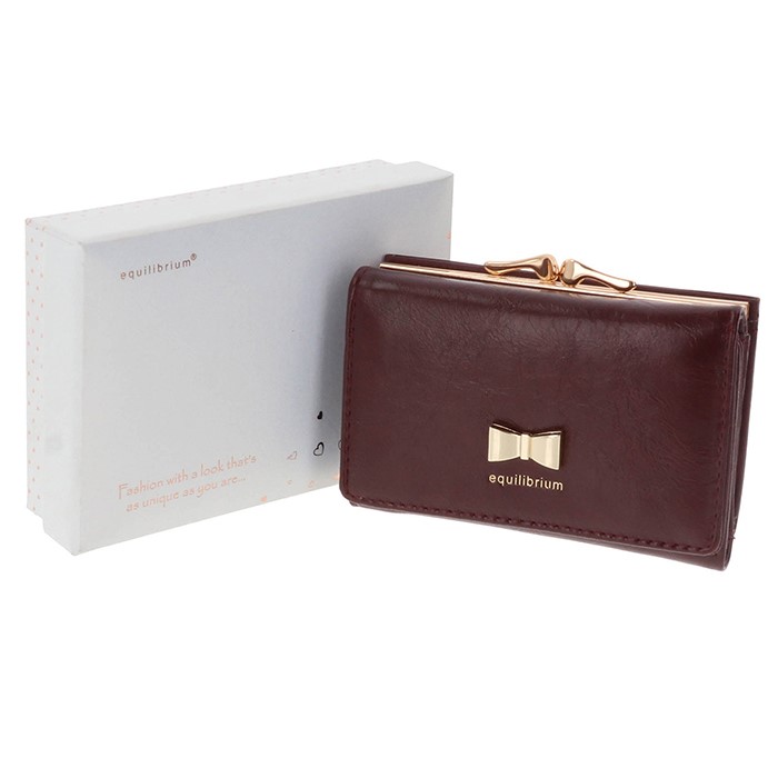 Glam Bow Clasp Purse Small Burgundy - Image 2