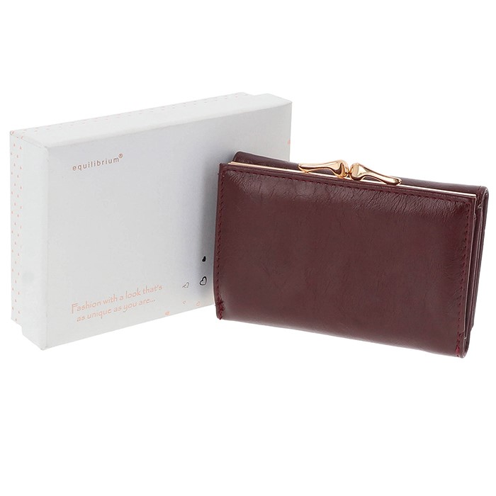 Glam Bow Clasp Purse Small Burgundy - Image 3
