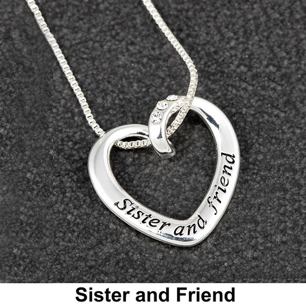Twisted Heart Silver Plated Necklace Sister