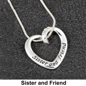 Twisted Heart Silver Plated Necklace Sister