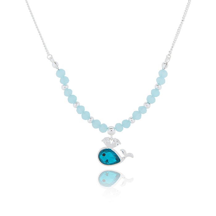 Girls Silver Plated Cute Whale Necklace