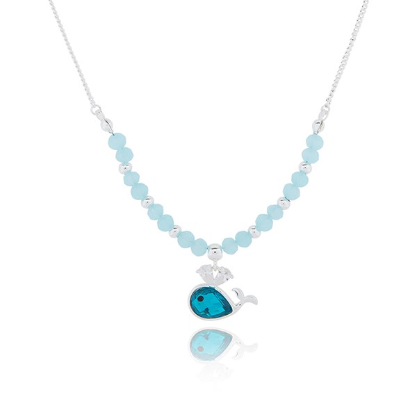 Girls Silver Plated Cute Whale Necklace