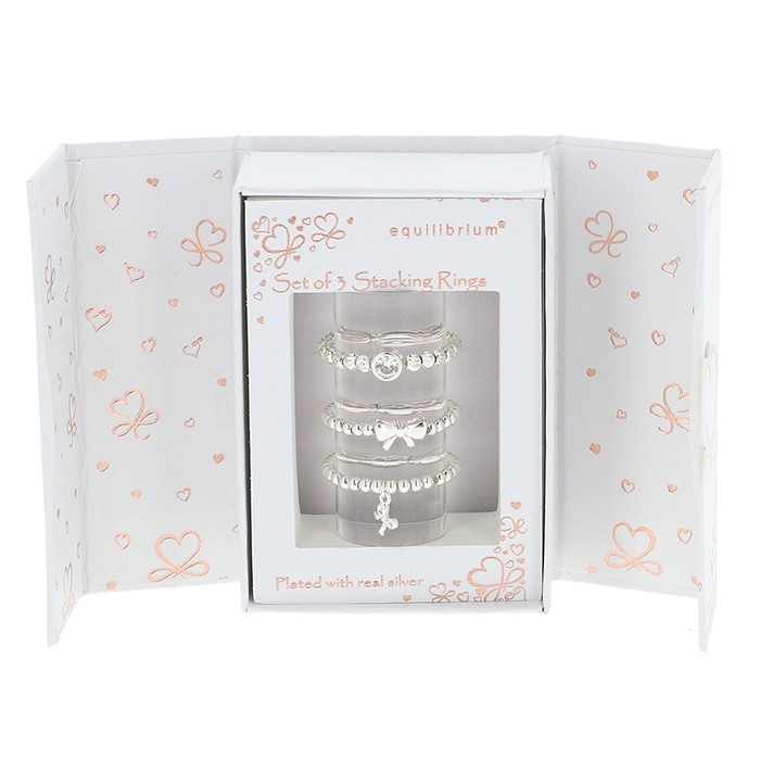 Gift Set of 3 Silver Plated Rings Bows