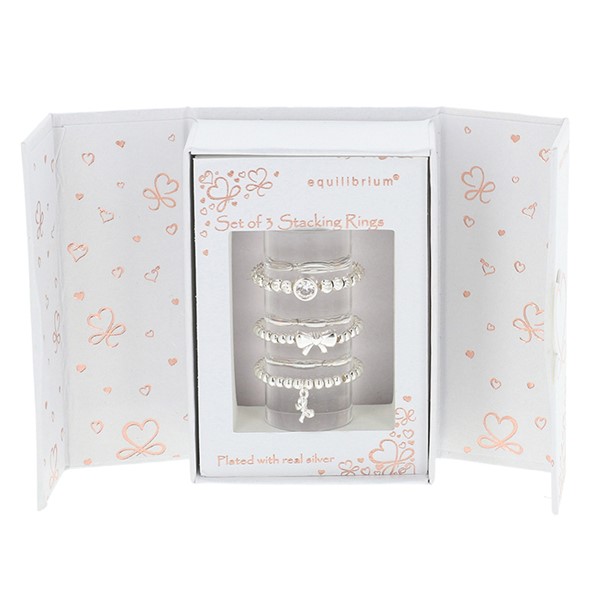 Gift Set of 3 Silver Plated Rings Bows
