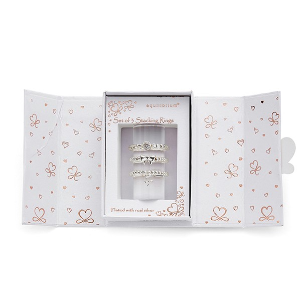 Gift Set of 3 Silver Plated Rings Bows